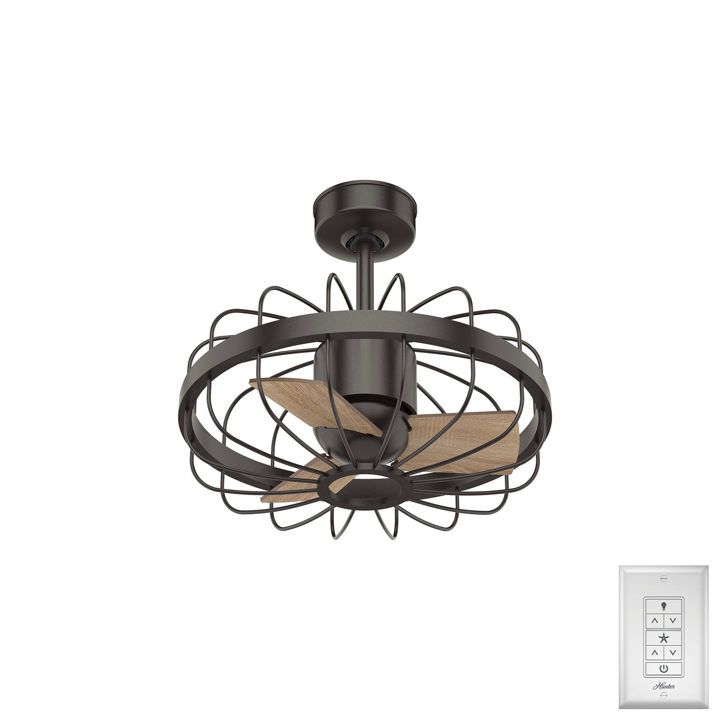 Hunter Roswell 16-in Noble Bronze with Latte Oak Blades Fandelier Ceiling Fan Without Light ( 3 -Blade ) 2988669