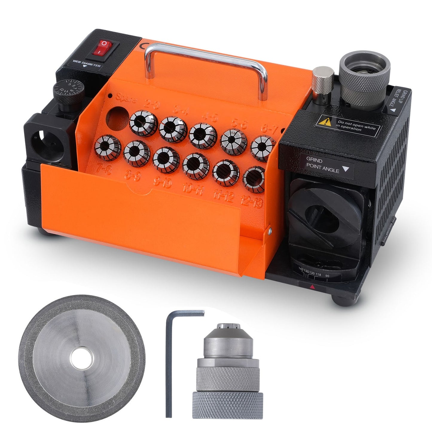 VEVOR Drill Bits Sharpener, Mr-13a End Mill Grinder Sharpener 3-13mm, 95 Degree To 135 Degree Point Angle Adjustable Drill Bit Re-sharpener, Portable Bits Sharpening Machine with 11 Collets, Cbn Wheel For Hss ZTYMJ321819C2DOZEV1