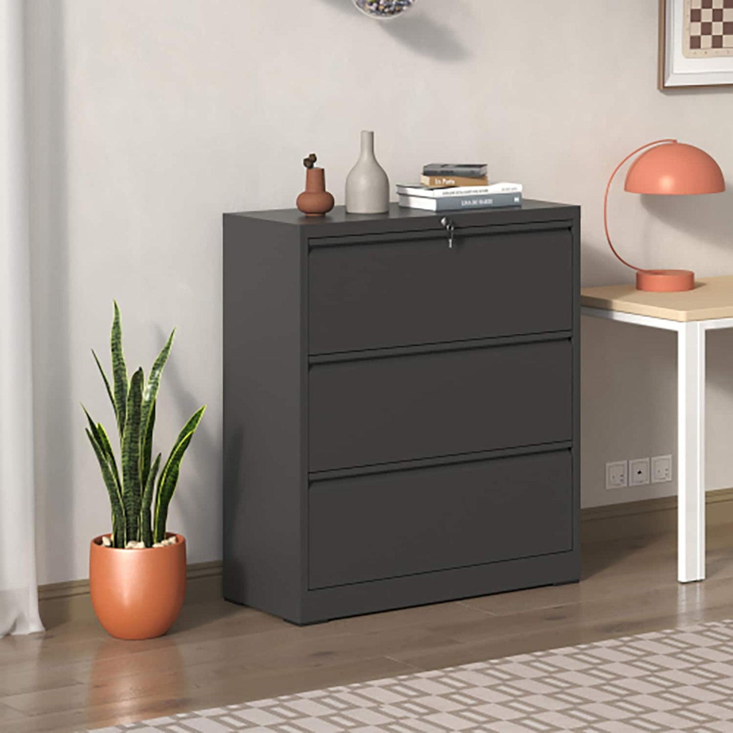 GZMR Black 3 -Drawer 15.75-in File Cabinet