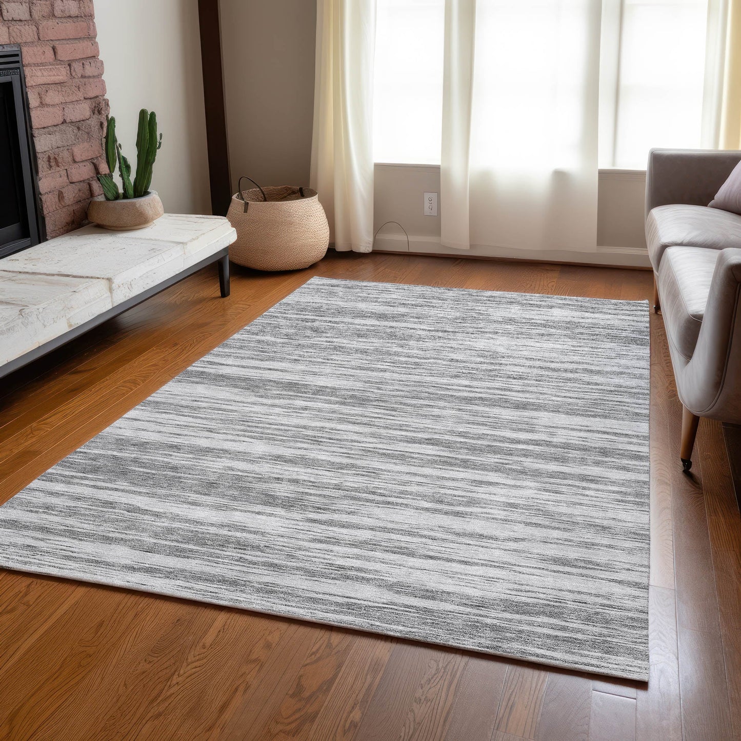 Addison Rugs Chantille ACN951GY 8 x 10 (ft) Loomed Gray Rectangular Indoor/Outdoor Machine washable Pet Friendly Area rug