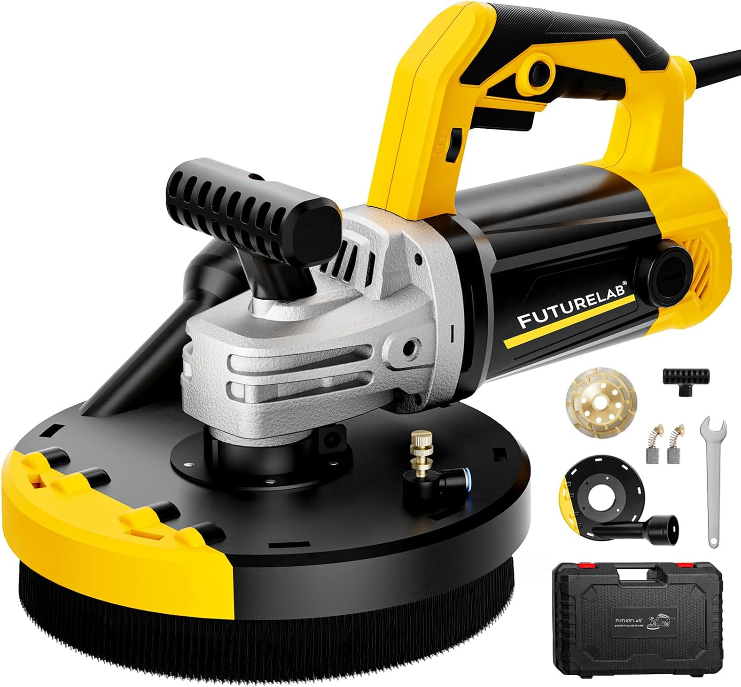 FUTURELAB® 7\u201D 7-Inch Concrete Surface Grinder,Angle Grinder Kit with Dust Shroud, floor grinder, 2200W Motor,Auxiliary Handle, Diamond Wheel, 90° Seamless sanding for Floor, Wall, Adhesive and Ceiling