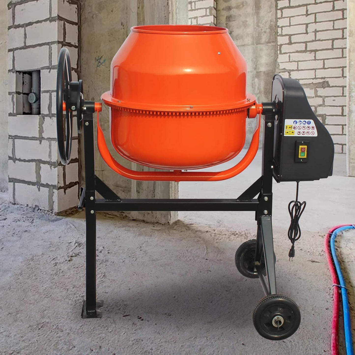 Portable 5 Cubic Ft Concrete Cement Mixer 4/5 HP 600W Adjustable Tilt,Heavy Concrete Mud Mixer Tools with Wheel and Stand,Electric Concrete Mixer for Mortar Stucco Seeds DIY Construction and Fodder