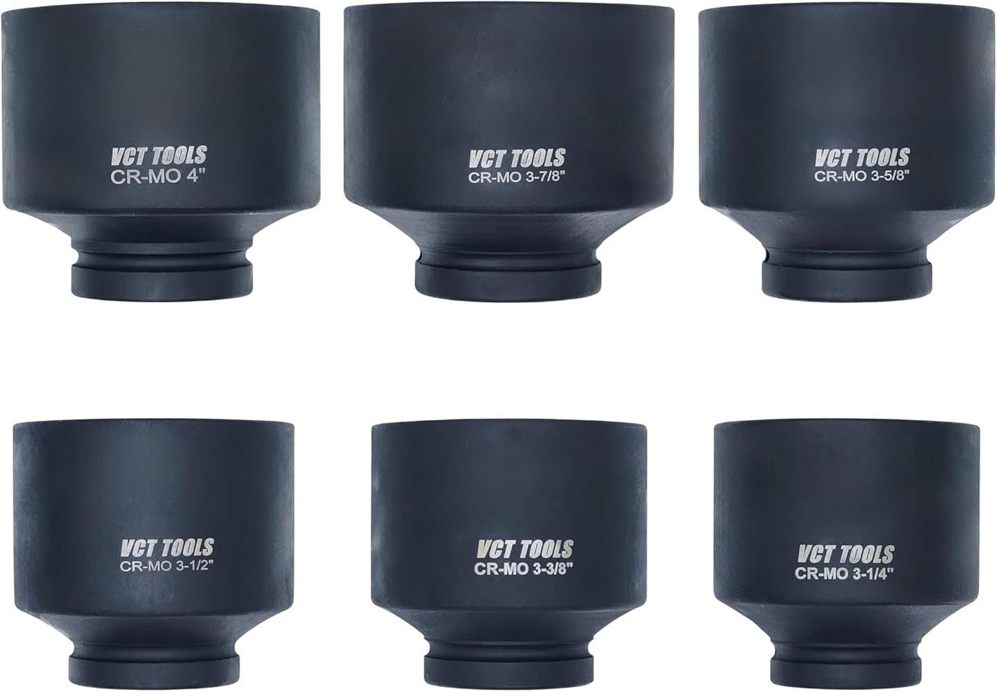 VCT 1" Drive Jumbo 6pc, Standard Impact Socket Set, Heavy-Duty 6-Point SAE 3-1/4" - 4"