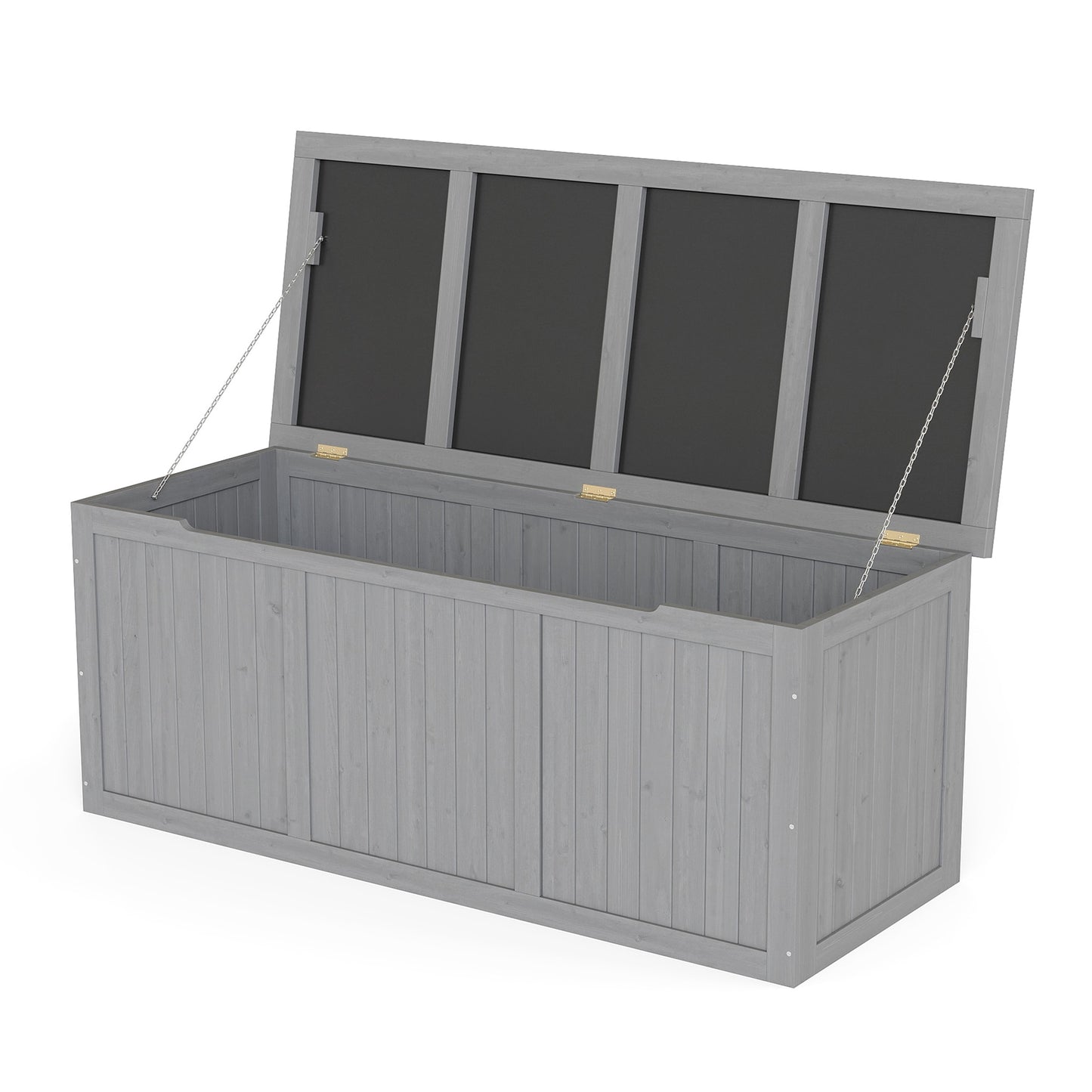 SINOFURN 60-in L x 24-in 112-Gallon Gray Wood Deck Box