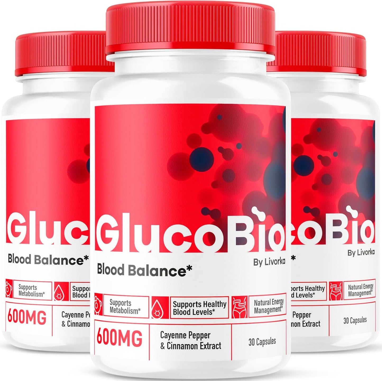 (3 Pack) GlucoBio Capsules - Official Gluco Bio Support Pills, Advanced Formula for Overall Balance, GlucoBio Pills, GlucoBio Supplement, Glucovio Reviews, 90 Capsules for 3 Months
