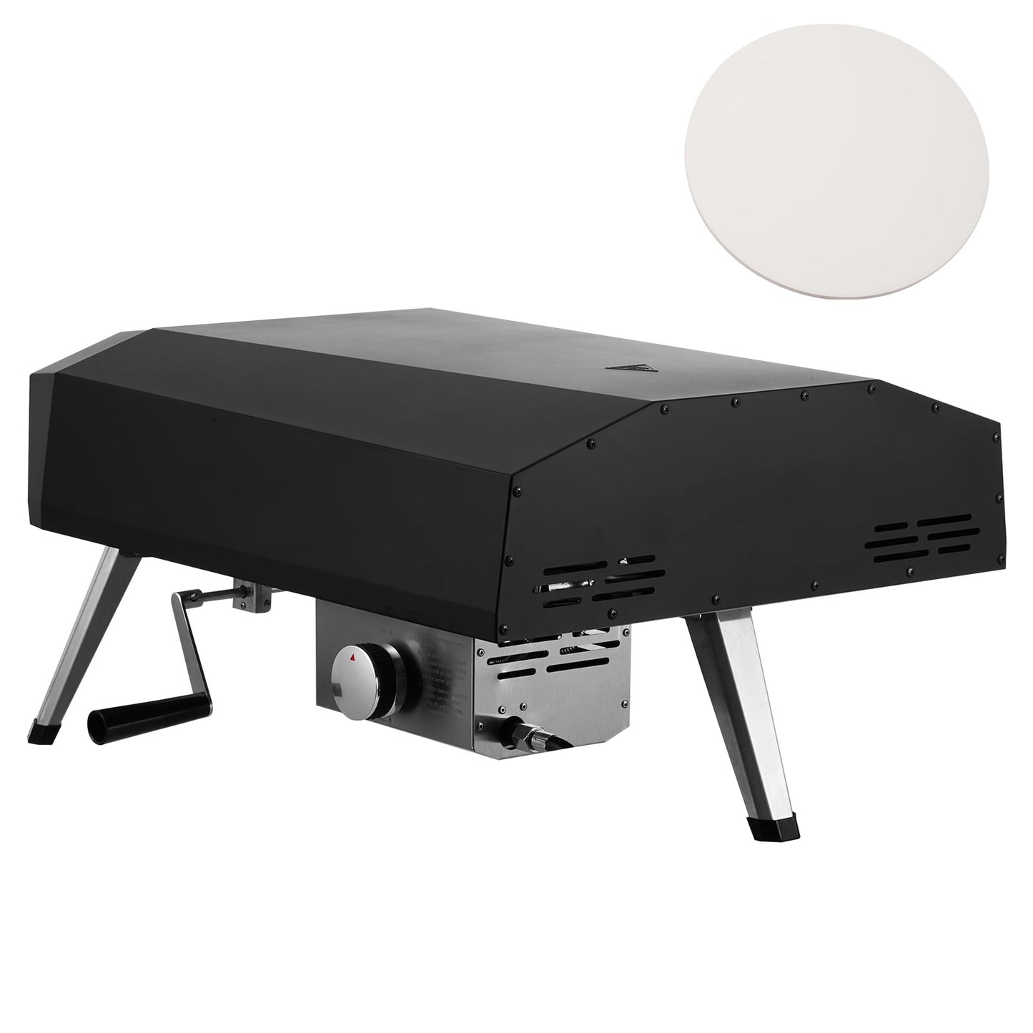 KFFKFF Gas Outdoor Pizza Oven, 13" Cooking Surface, Portable Backyard Pizza Grill, Enhanced Stone, Includes Waterproof Cover, Iron Spray Construction, Collapsible Legs forTransport