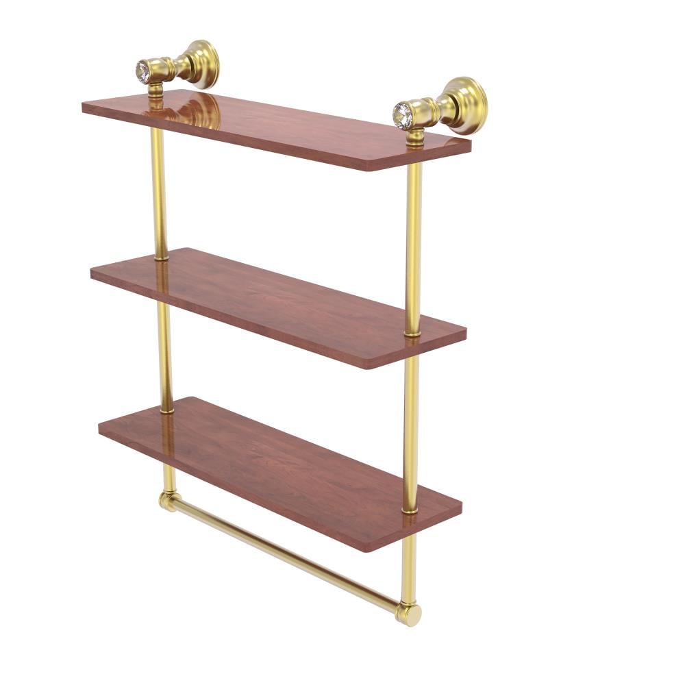 Allied Brass Carolina Crystal Satin Brass 3 -Tier Wall mount Bathroom Shelf ( 16-in x 19.7-in x 5-in )