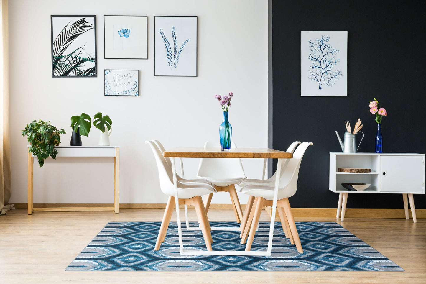 Joy Carpets First Take 8 x 11 (ft) Tufted Peacock Rectangular Indoor Geometric Bohemian/Eclectic Area rug