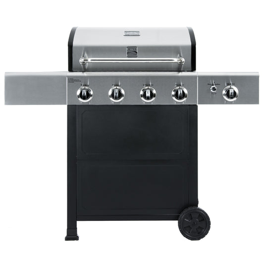 Kenmore Black and Stainless Steel 4-Burner Liquid Propane Gas Grill with 1 Side Burner PG-40406S0L