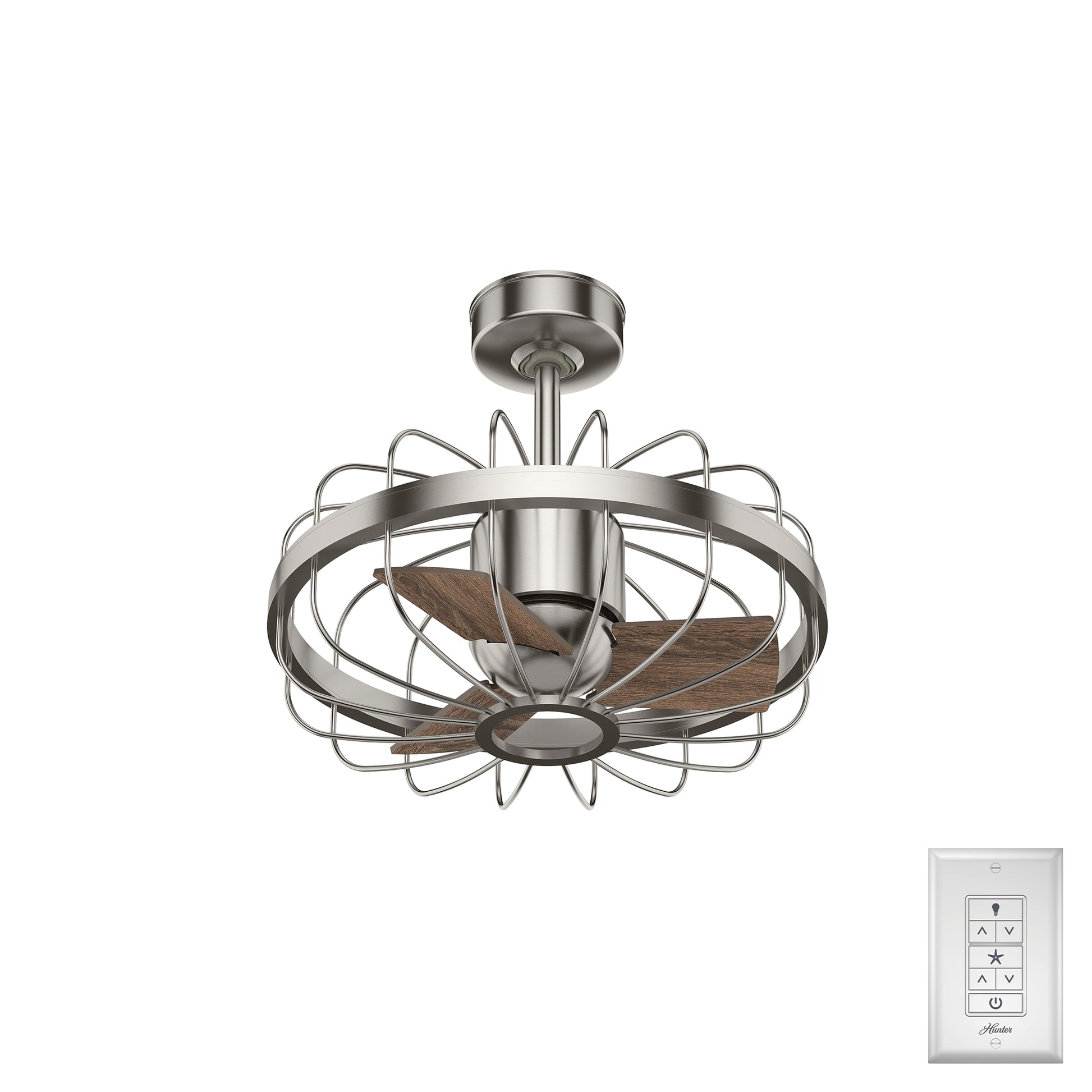 Hunter Roswell 16-in Brushed Nickel with Spiced Chai Oak Blades Fandelier Ceiling Fan Without Light ( 3 -Blade ) 2988670