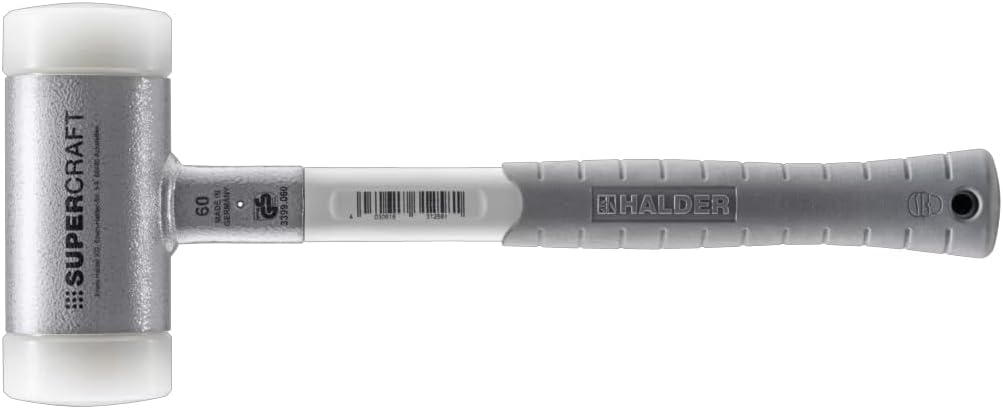 Halder SuperCraft Dead Blow Mallet, Non-Rebounding Hammer, Hard Nylon Inserts, Anti-Slip and Break-Proof 3 Component Handle, 60mm, 3.6 lbs.
