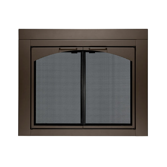 allen + roth Preston Oil Rubbed Bronze 30-in to 37-in W x 22-1/2-in to 29-1/2-in H (Small) Cabinet-style Fireplace Doors with Tempered Smoke Glass