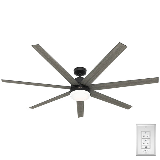 Hunter Phenomenon SIMPLEconnect 70-in Smart Matte Black with Dark Gray Oak Blades Ceiling Fan With Light ( 7 -Blade ) 4963812