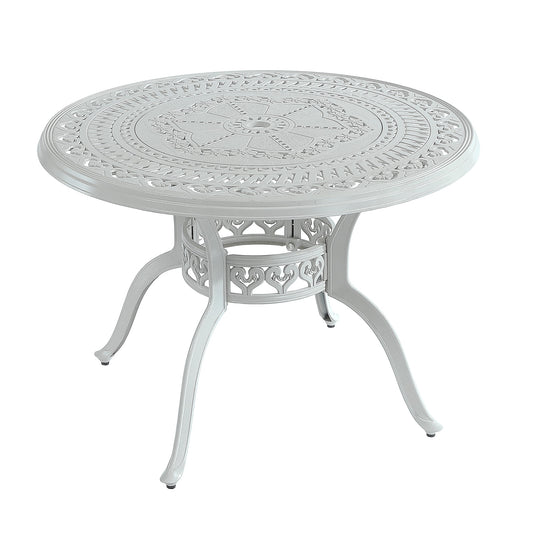 Clihome Cast Aluminum Patio Table Round Outdoor Dining Table 39-in W x 39-in L with Umbrella Hole