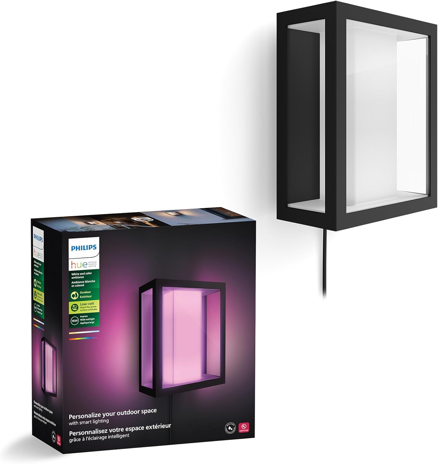Philips Hue Impress Outdoor Wall Light Wide (Low-volt), (240 x 190\u2020mm) White & Color Light, Voice Control with Alexa, Apple Home & Google Assistant, Bridge required?