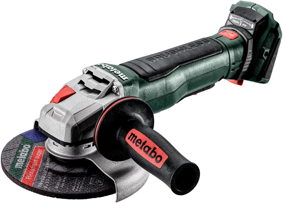 Metabo 18V Cordless 6-Inch Angle Grinder | Tool Only - No Battery | Brushless Motor | Safety Features: Mechanical Safety Clutch, Brake, Paddle Switch | WPB 18 LT BL 11-150 Quick