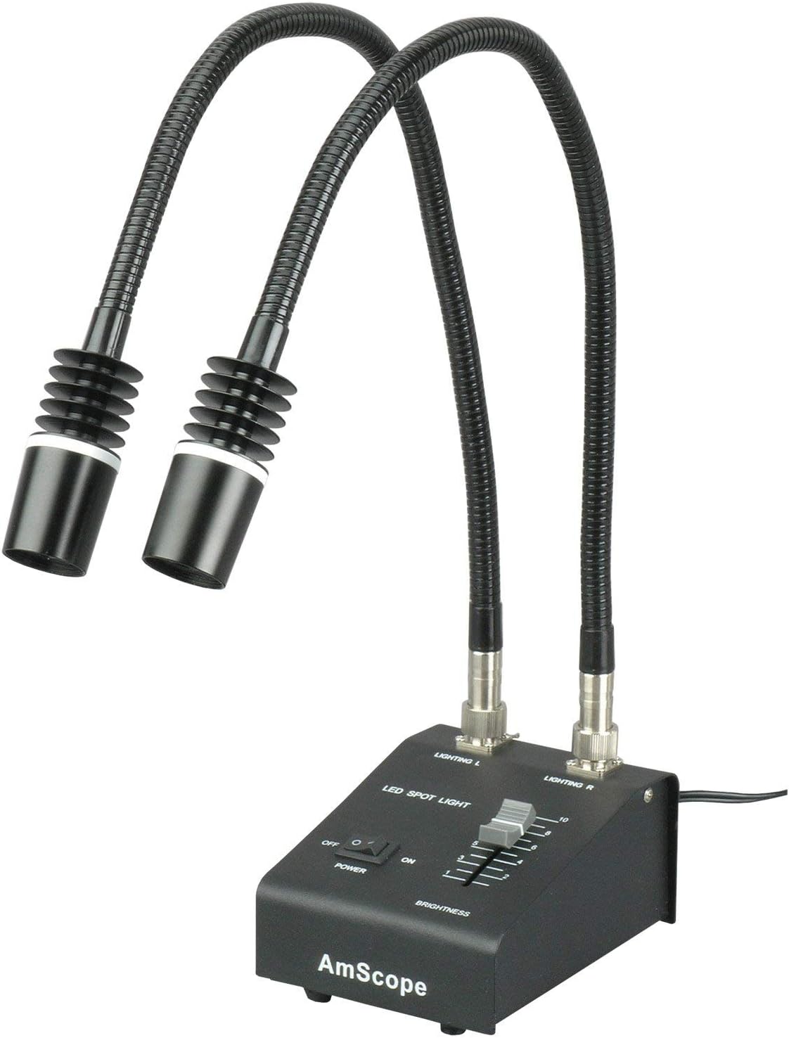 AmScope LED-6W Powerful 6 Watt LED Dual Gooseneck Lights Illuminator, Black, 1 Count (Pack of 1)