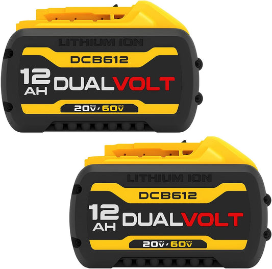 2-Pack 12000mAh 60V Max Battery Replacement for Dewalt 60v Battery, DCB609, DCB612, DCB609-2, Compatible with Dewalt Flexvolt 20V/60V Power Tools