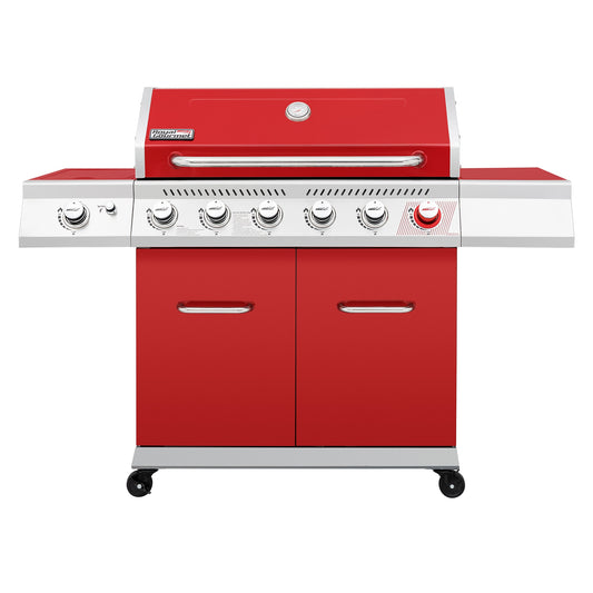 Royal Gourmet Red 6-Burner Liquid Propane Gas Grill with 1 Side Burner GA6402R