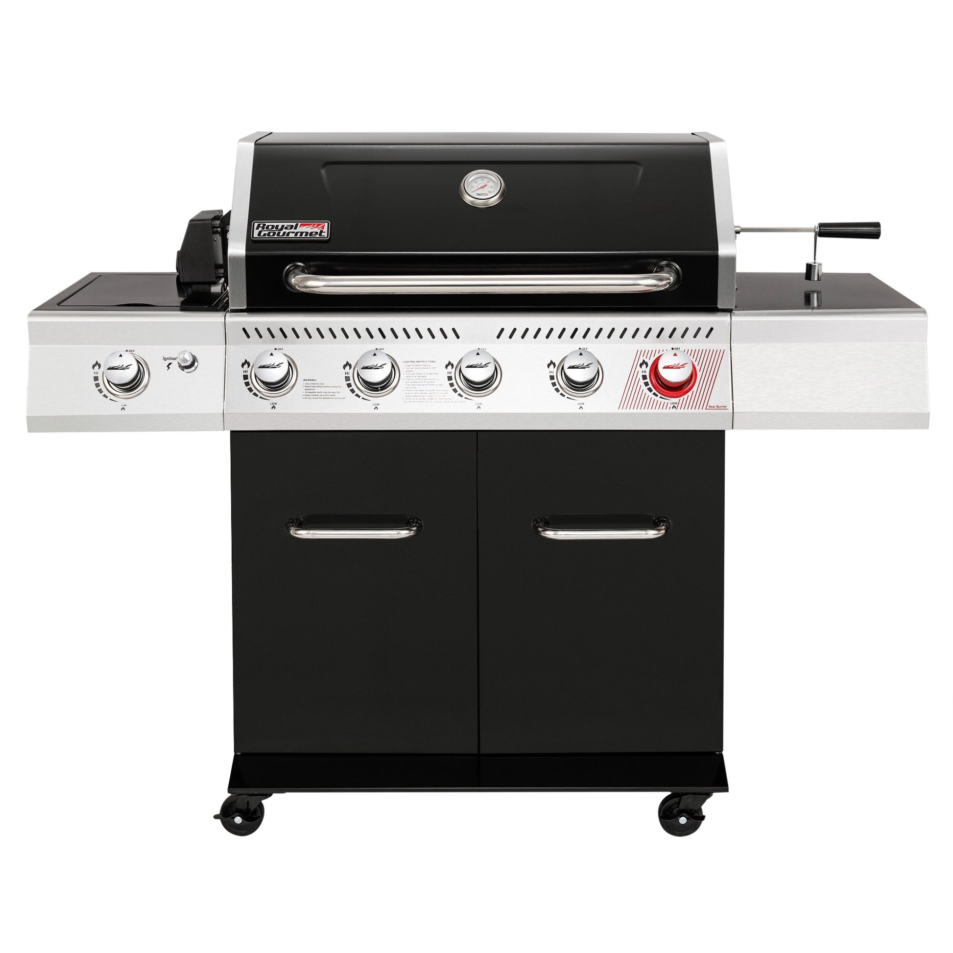 Royal Gourmet Black 5-Burner Liquid Propane Gas Grill with 1 Side Burner GA5404H