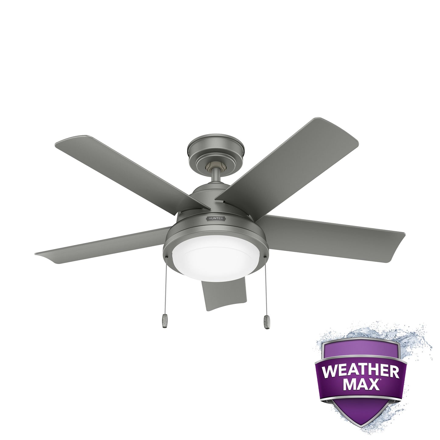 Hunter Seawall WeatherMax 44-in Outdoor Matte Silver with Matte Silver Blades Ceiling Fan With Light ( 5 -Blade ) 5120866