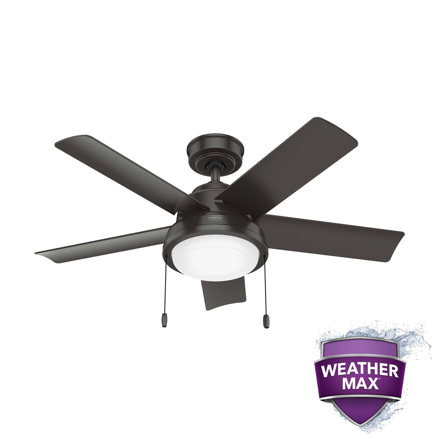 Hunter Seawall WeatherMax 44-in Outdoor Noble Bronze with Noble Bronze Blades Ceiling Fan With Light ( 5 -Blade ) 5120865