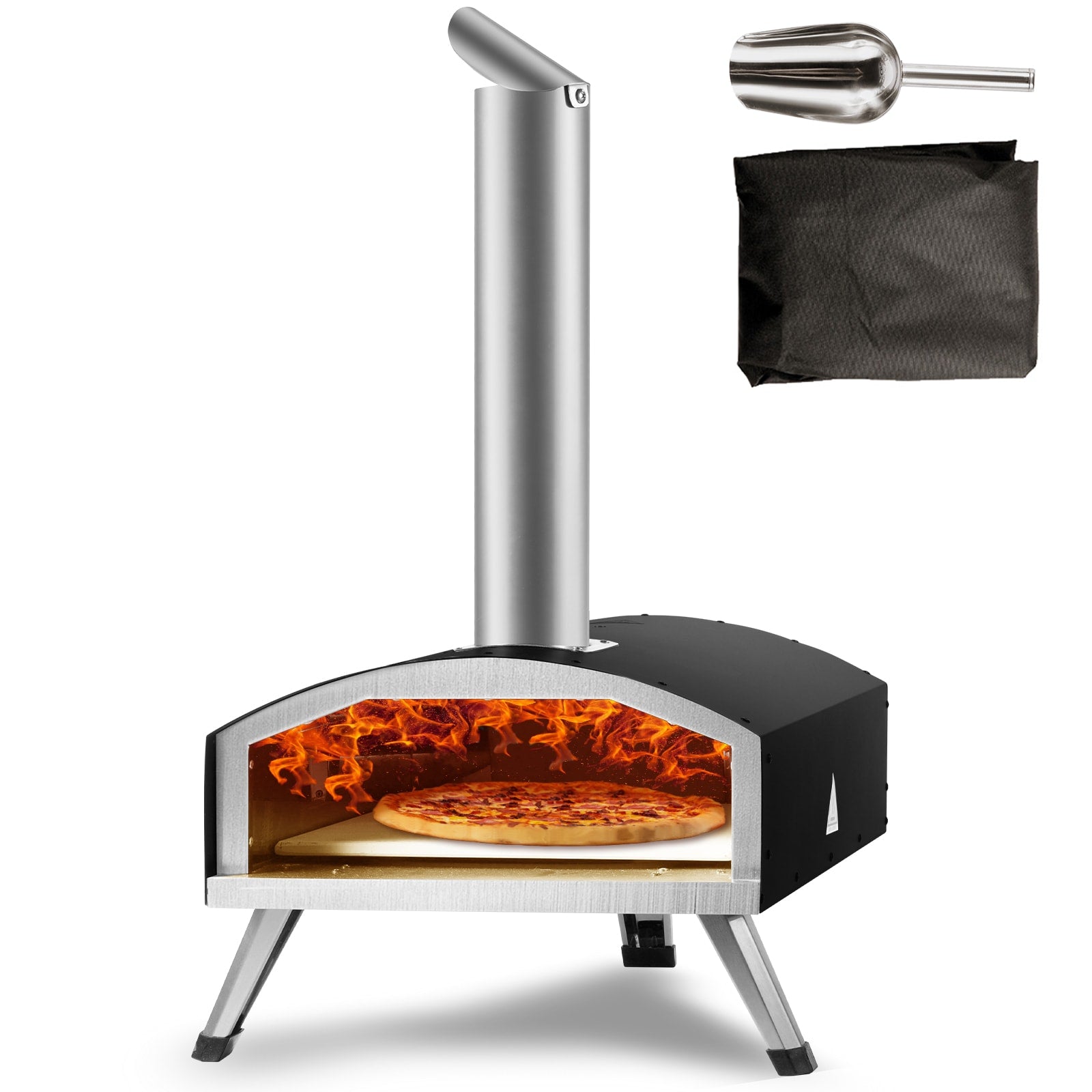 VEVOR 12-in Portable Pizza Oven Stainless Steel Hearth Wood Pellet Outdoor Pizza Oven BXSPSLXXJLKSJXQ21V0