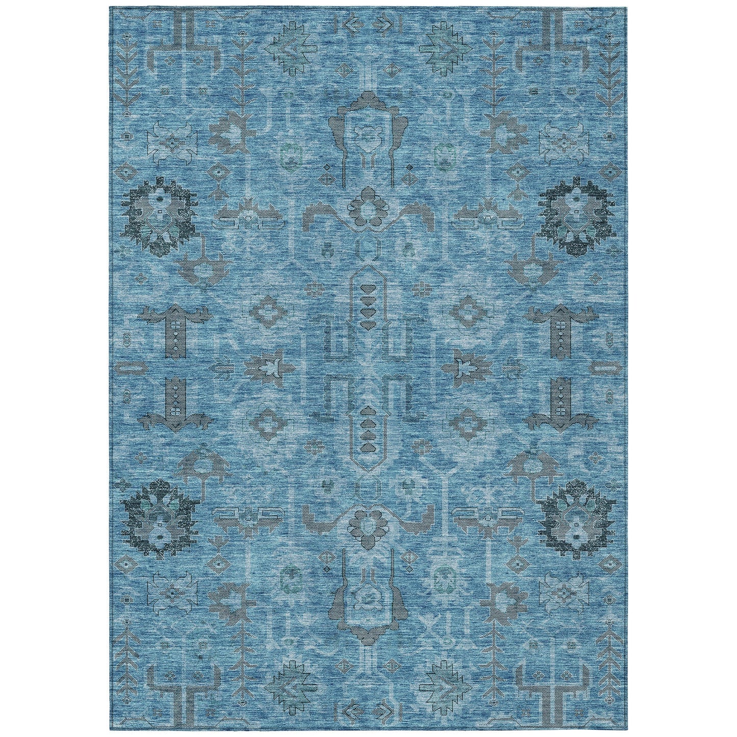 Addison Rugs Chantille ACN697BU 8 x 10 (ft) Blue Rectangular Indoor/Outdoor Geometric Machine washable Area rug