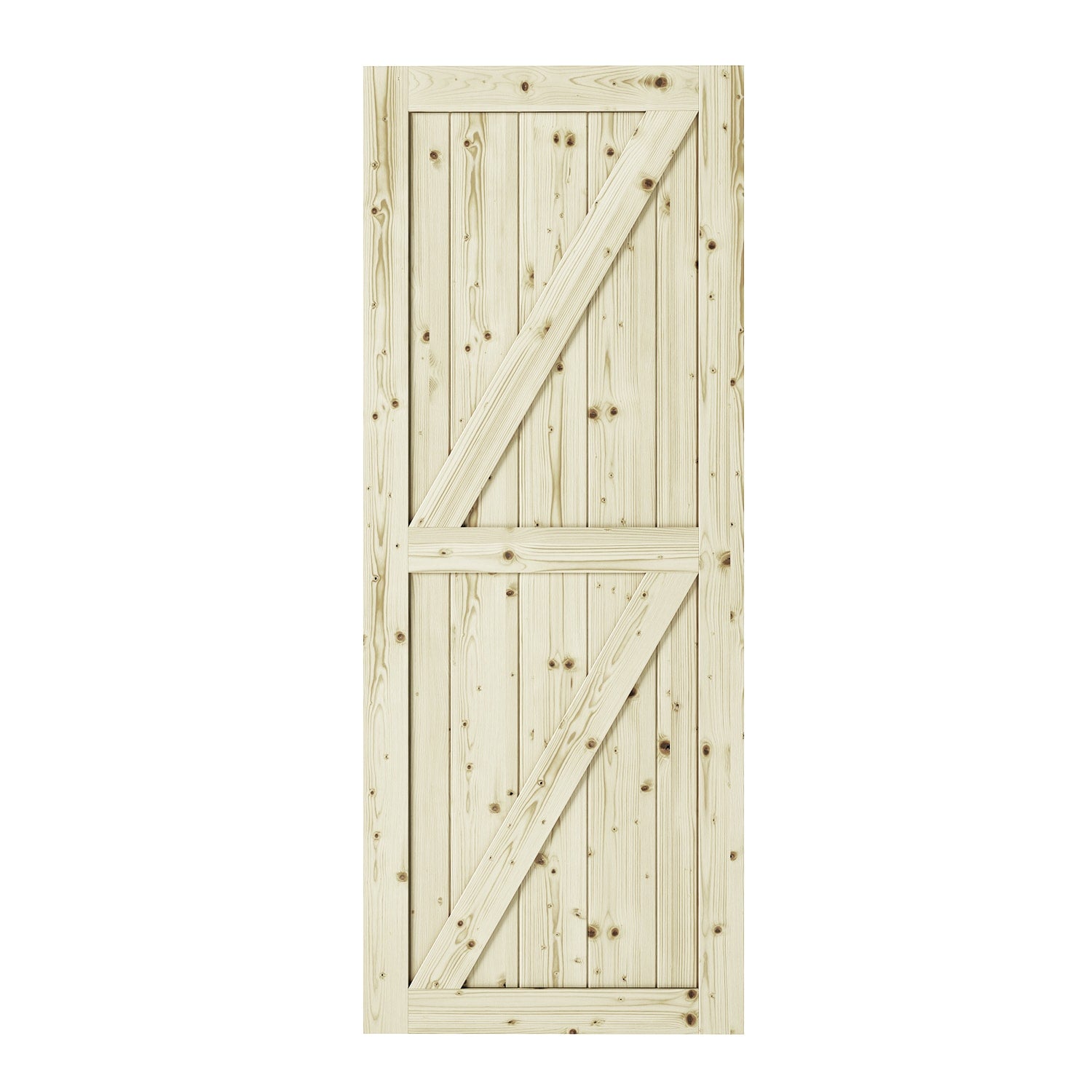 RELIABILT 42-in x 84-in Natural Unfinished Z-frame Pine Wood Solid core Single Barn Door (Hardware Not Included)