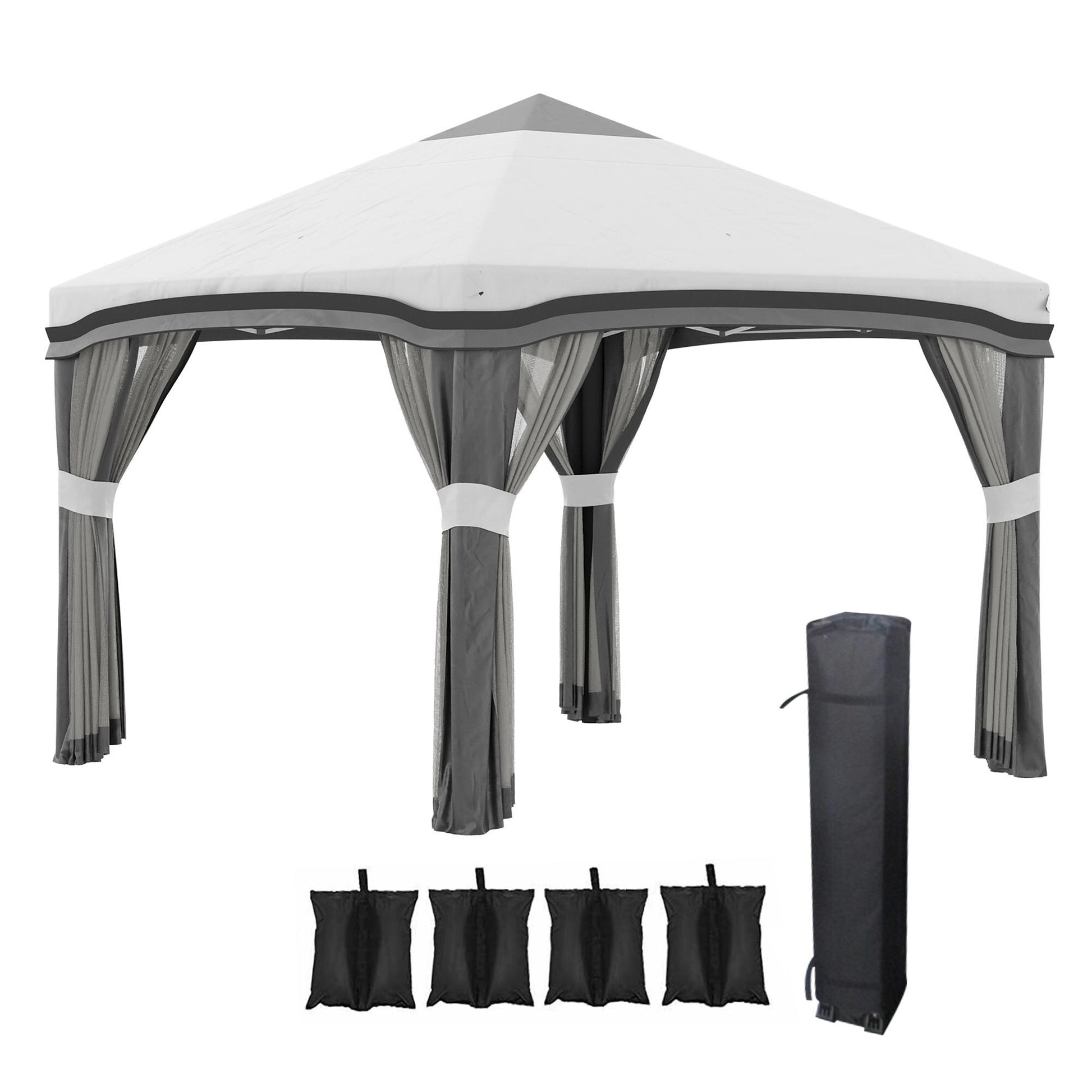 Bayfeve 10-ft x 10-ft Pop Up Canopy Tent Gray with Soft Top Roof (Screen Included)