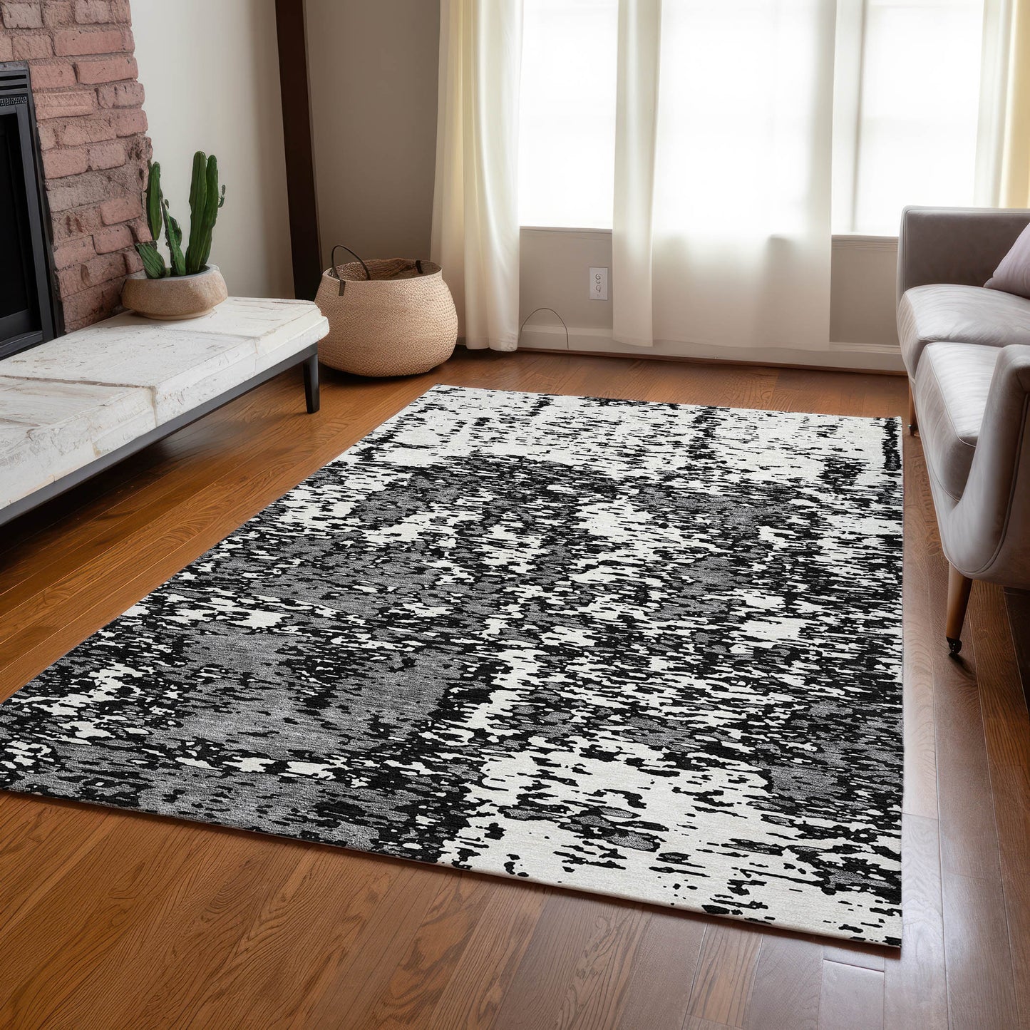Addison Rugs Chantille ACN946BK 8 x 10 (ft) Loomed Black Rectangular Indoor/Outdoor Machine washable Pet Friendly Area rug