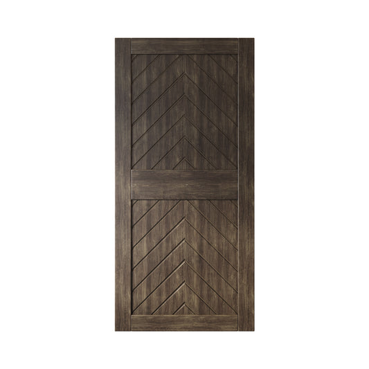 HOMACER 36-in x 84-in Ebony Herringbone Pine Wood Solid core Single Barn Door (Hardware Not Included)
