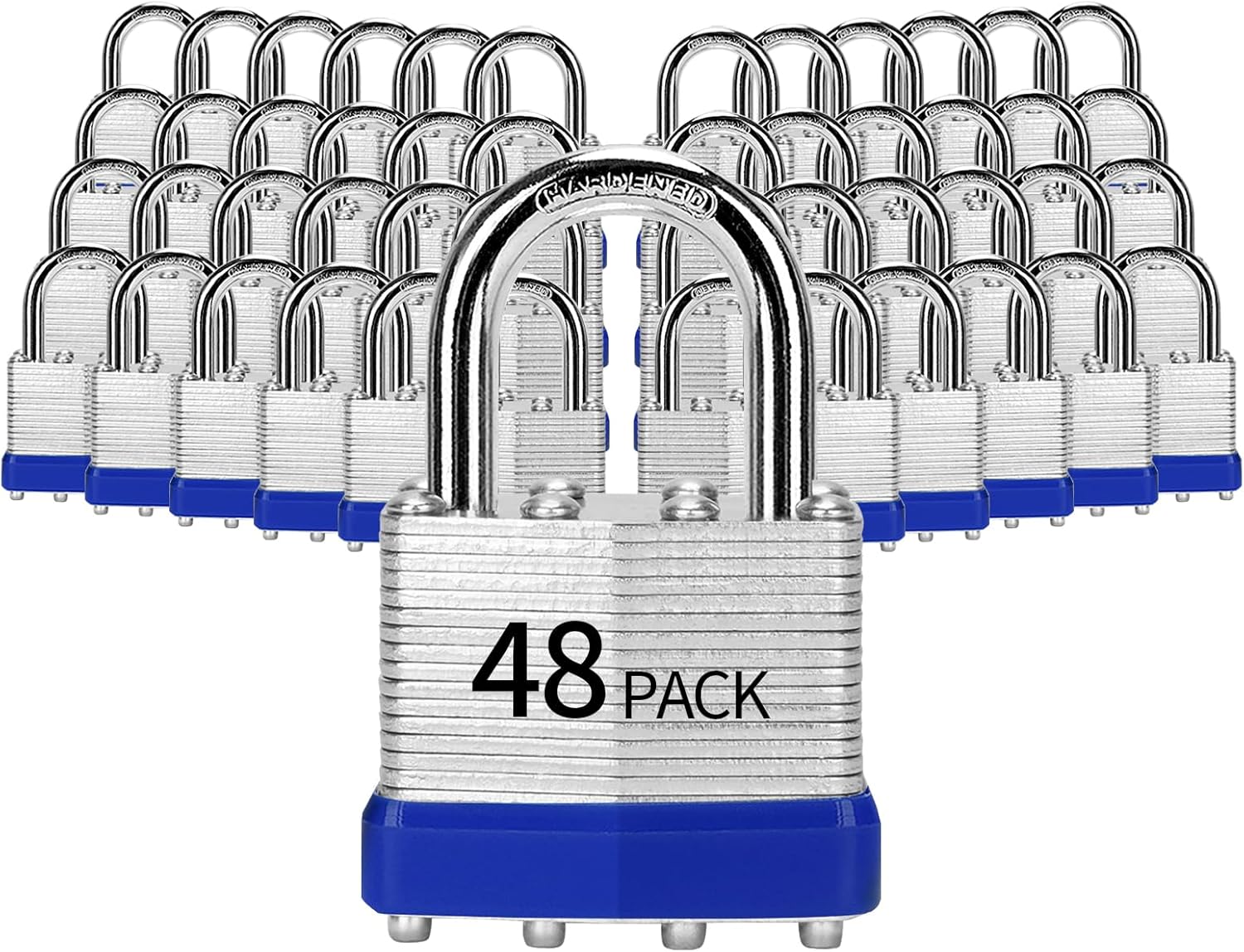 HZSY Padlocks Keyed Alike, Pack of 48, Laminated Steel Keyed Lock (1-9\/16", 40mm), Padlocks with Same Key, Normal Shackle, for Toolbox, Locker & StorageUnit or More
