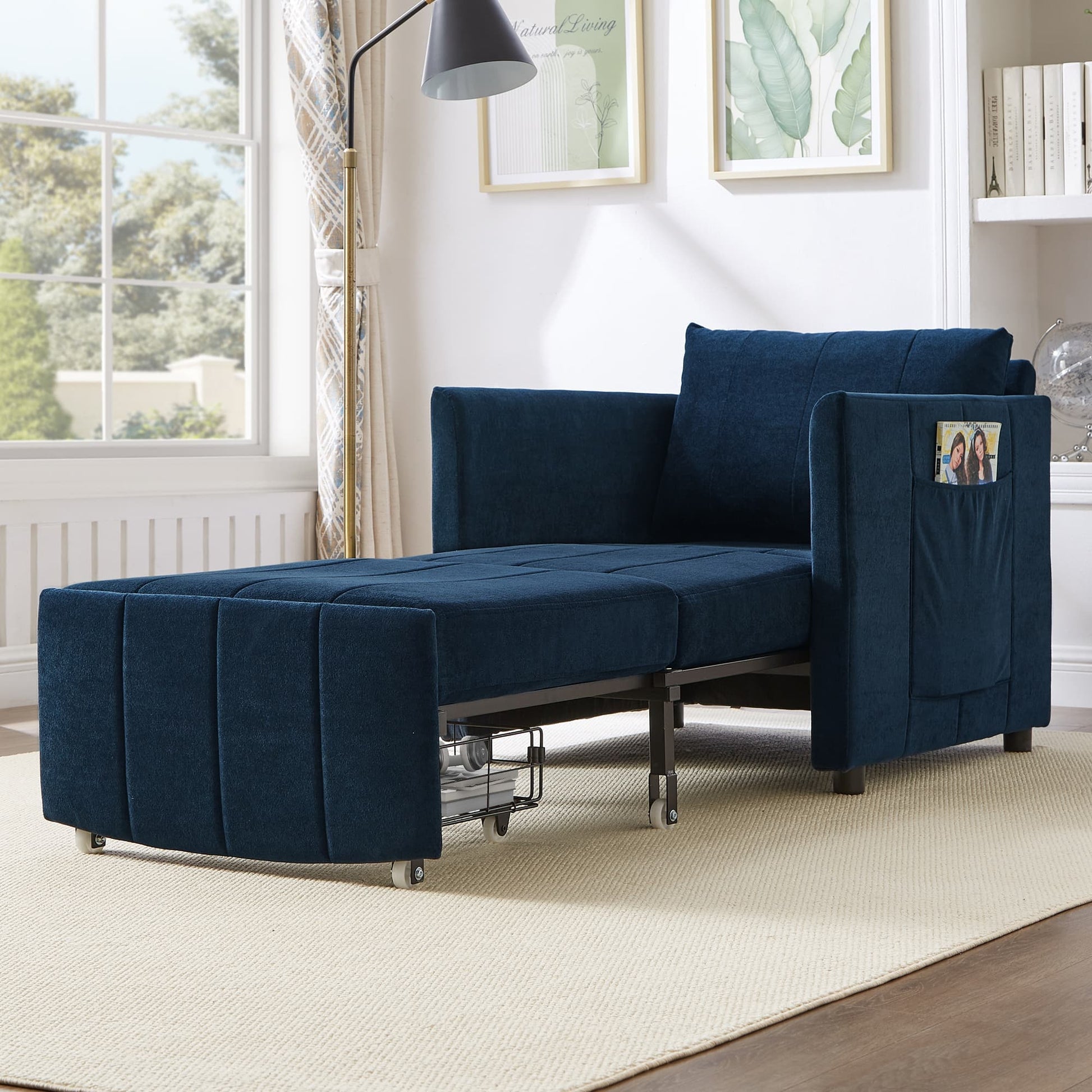 Lycvki Casual Blue Chenille Accent Chair