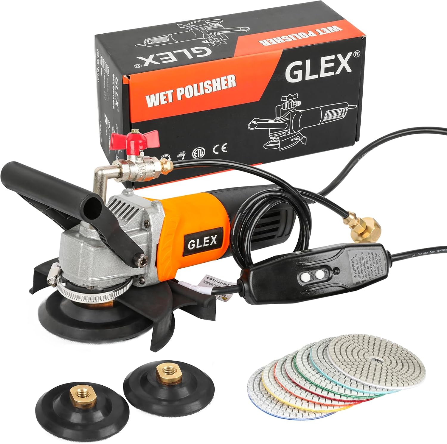 GLEX 800W/4" Professional Wet Polishing Machine - GFCI Leakage Protection for Granite, Marble, Tile, Stone & Concrete Countertops