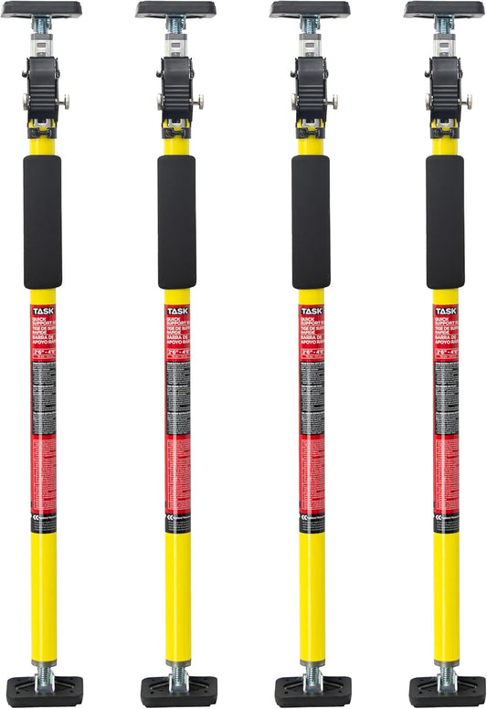 TASK T745054 Short QSR (Quick Support Rod) – Adjustable 2 ft 6 in to 4 ft 6 in (76–137 cm) Support Poles with 550–1000 lb Capacity, Compatible with 18 in Extension, 4-Pack