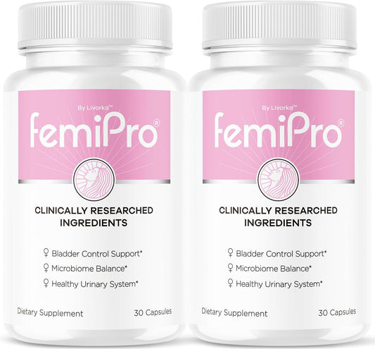 (2 Pack) FemiPro Bladder Control Pills - Original FemiPro Capsules, Femi Pro Bladder Control Support Supplement, Probitic FemiPro Pills for Overall Health and Wellness Reviews, 60 Capsules 2 Months