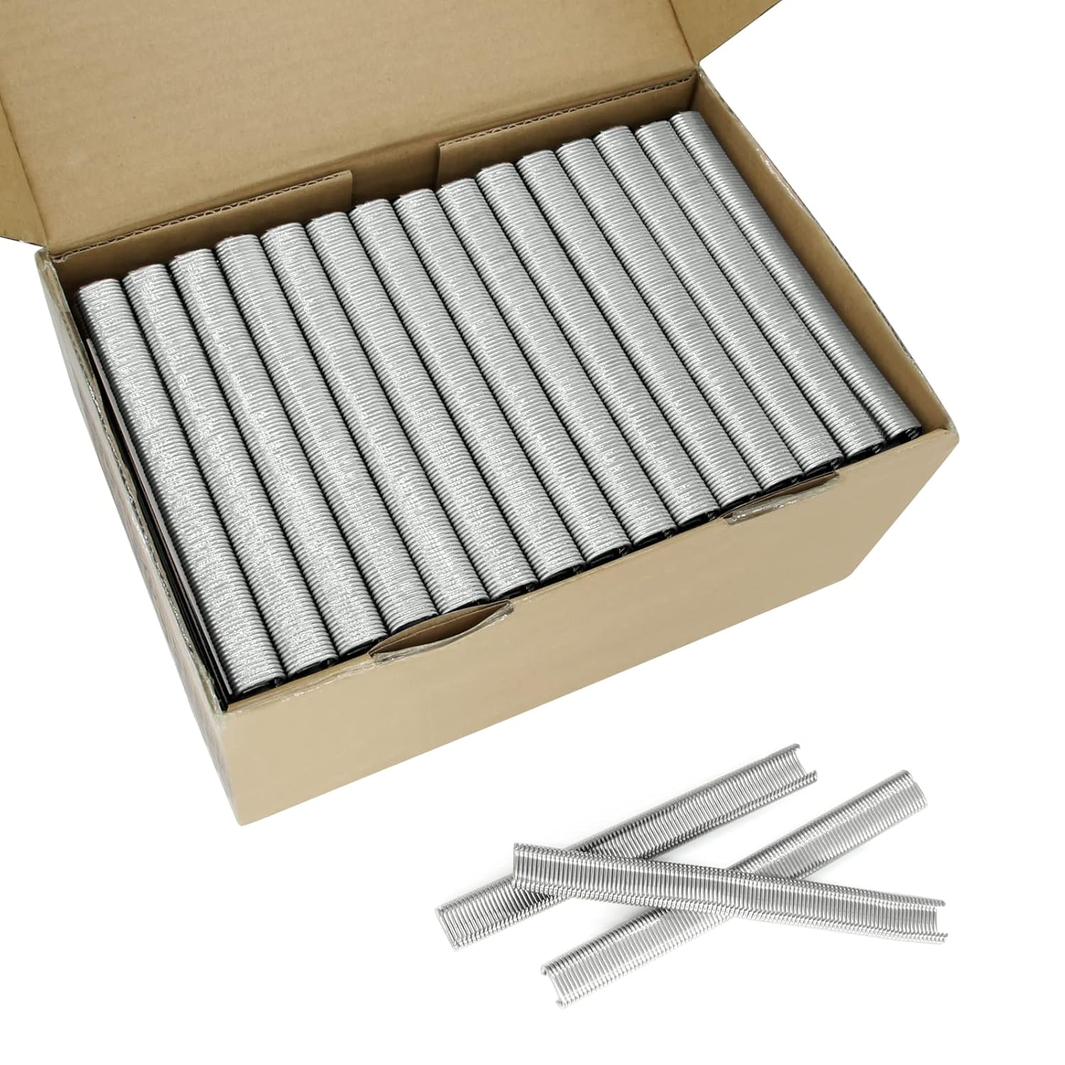 SC760 16 Gauge 1/2'' Crown 304SS C Ring Staples C Rings Hog Rings in 304 Stainless Steel, Wire Fencing Staples, Fasteners for Hog Ring Tool, C Ring Plier, 18,000 PCS/Box