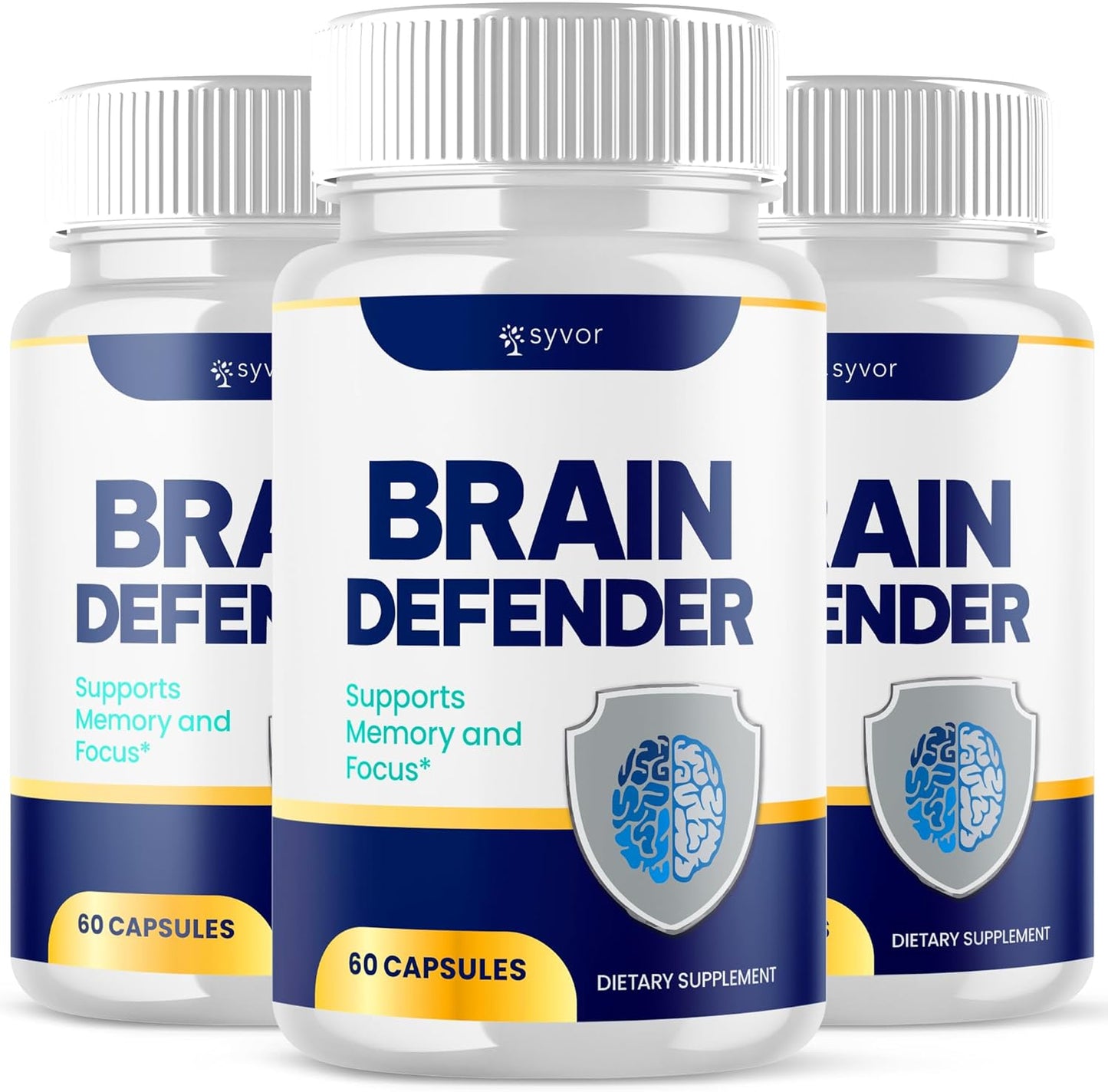 (3 Pack) Brain Defender Supplement Pills, Official Brain Defender Advanced Formula Nootropic Capsules, All Natural Health and Wellness Support Formula Maximum Strength Braindefender (180 Capsules)