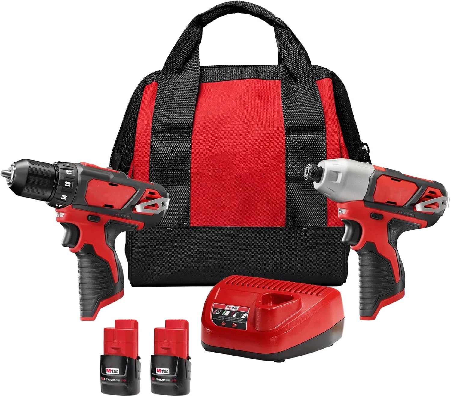 2494-22 for Milwaukee M12 12V Cordless Power Lithium-Ion 2-Tool Combo Kit 3/8” Drill/Driver ¼” Hex Impact Driver