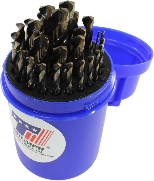 Triumph Twist Drill Co. 090553 T17MDC Size Ranger 1/16-Inch-1/2-Inch by 64ths High Speed Steel Drill Set, Black and Bronze Oxide Coated, 1-Pack