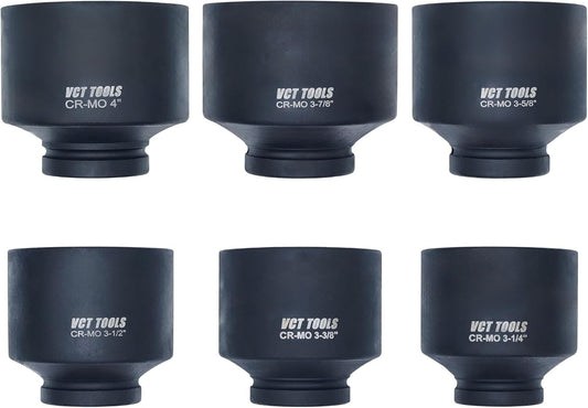 VCT 1" Drive Jumbo 6pc, Standard Impact Socket Set, Heavy-Duty 6-Point SAE 3-1/4" - 4"