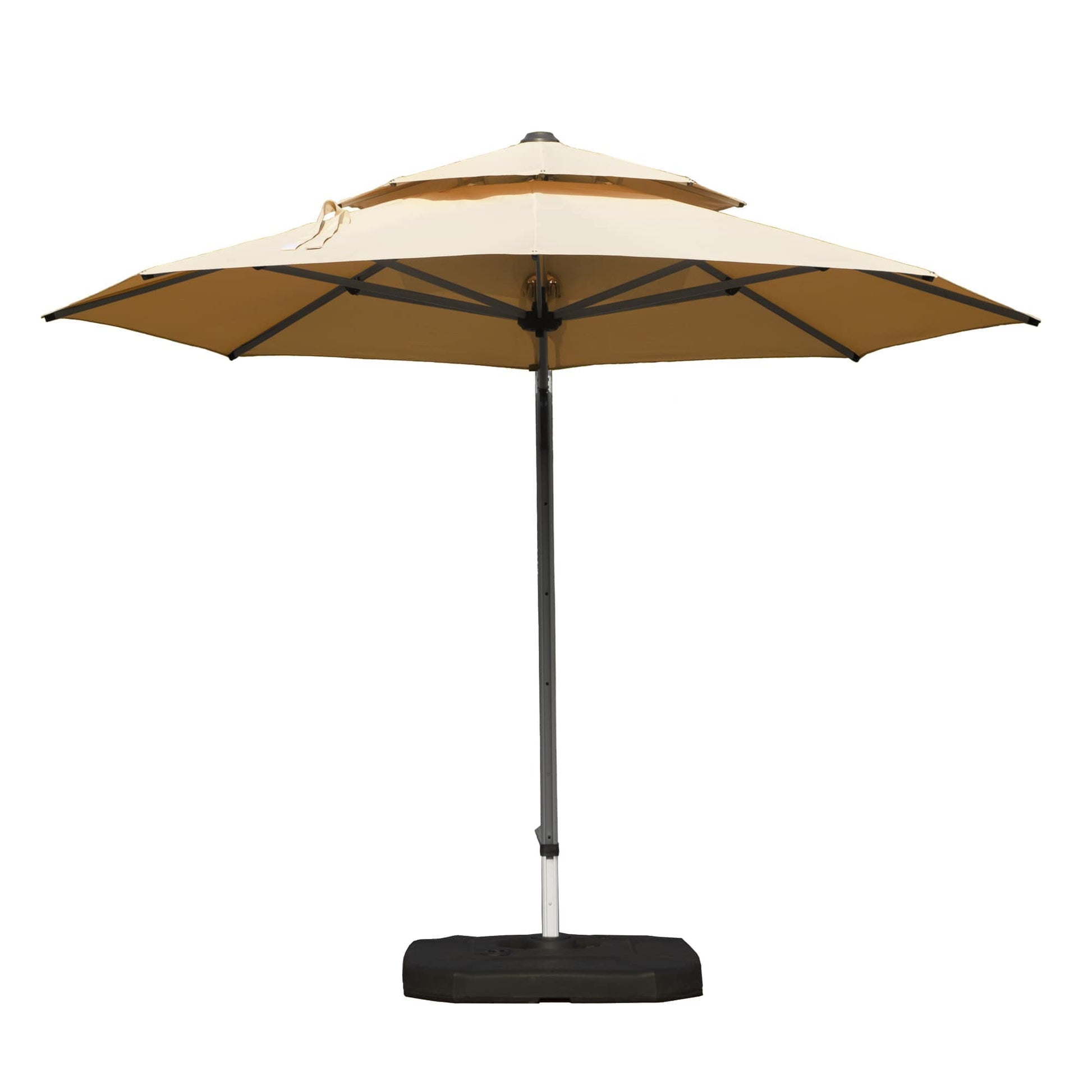 Rbied 10ft Round Beige Cantilever Patio Umbrella with Center Pole Outdoor Shade Canopy