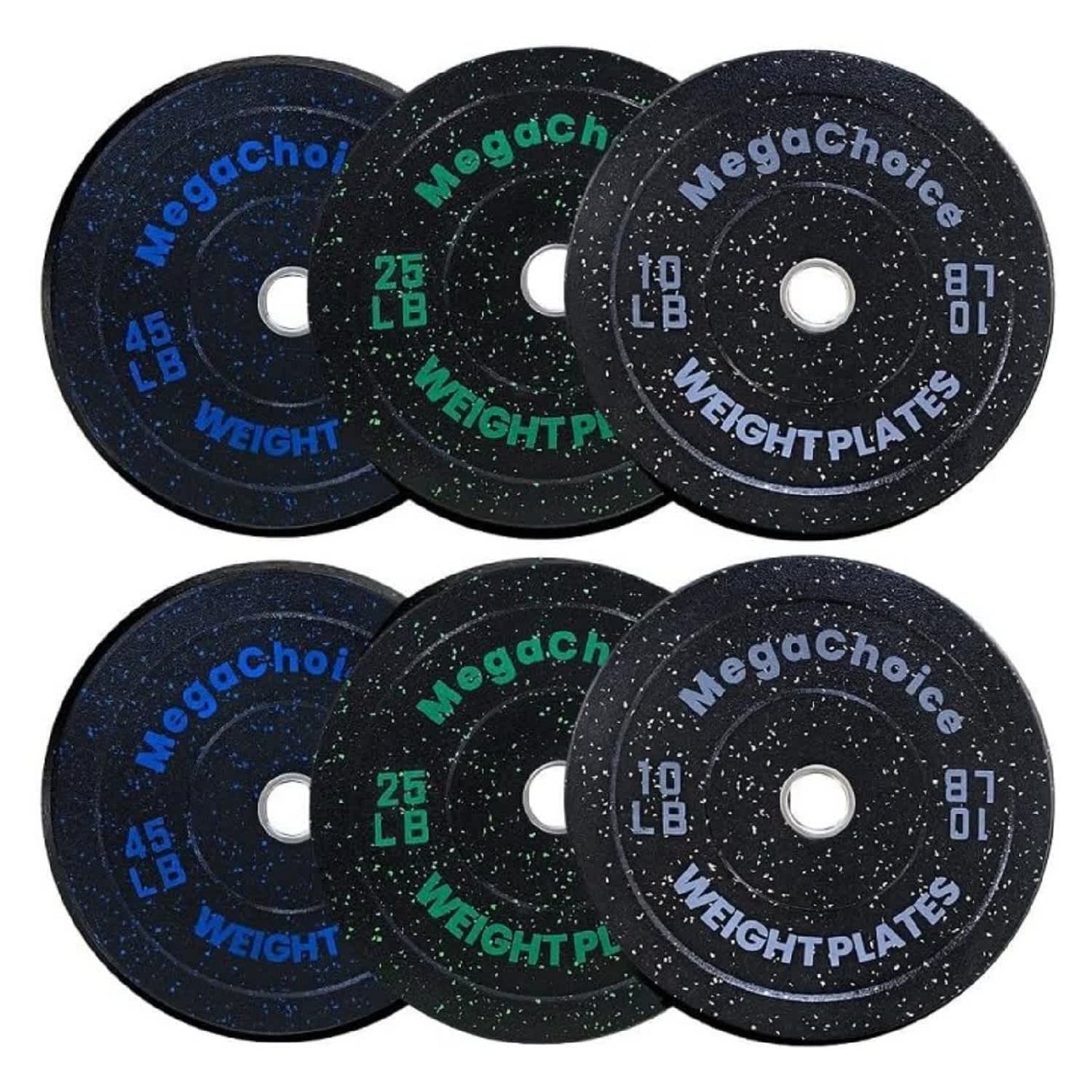 Qeetex 160LBS-2Inch Bumper Plates Set  10-25-45 Lbs pair Rubber Weight Plates Strength Training Weights Plates for Weight Lifting