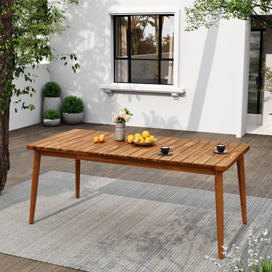 LOVMOR Acacia Wood Dining Table 8Person Outdoor Table Farmhouse Furniture for Patio Garden Backyard Teak 180LBS Weight Capacity