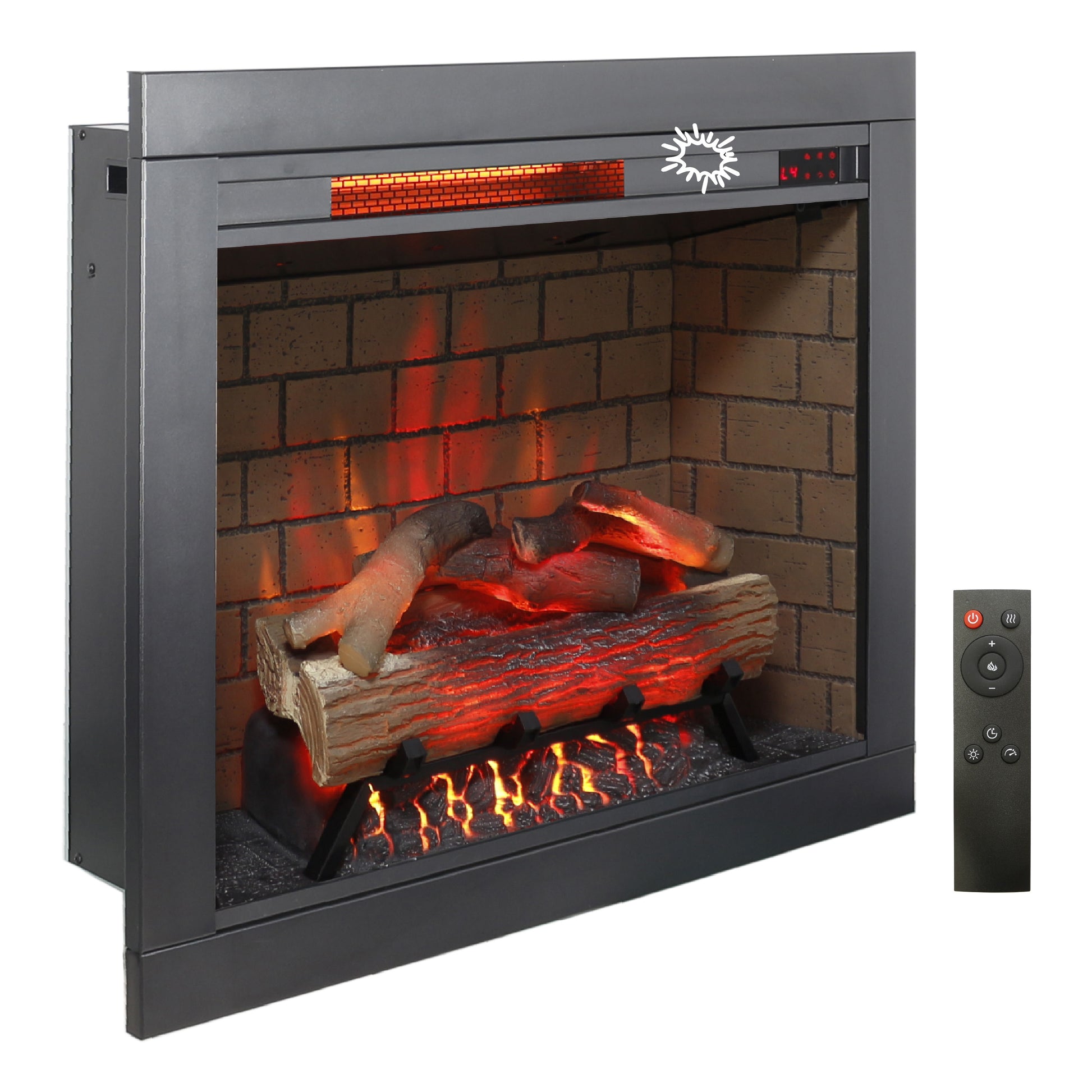LOVMOR 28 inch Infrared Electric Fireplace Removable Trim Touch Panel Heater Smokeless
