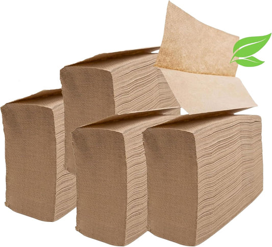 1250ct Brown Organic Unbleached Z-Fold Paper Towels | 100% Post-Consumer Waste, Sustainable Multifold Towels Bulk | Commercial Tri-Fold Recycled Paper Towels for Office, Bathroom, Kitchen Use