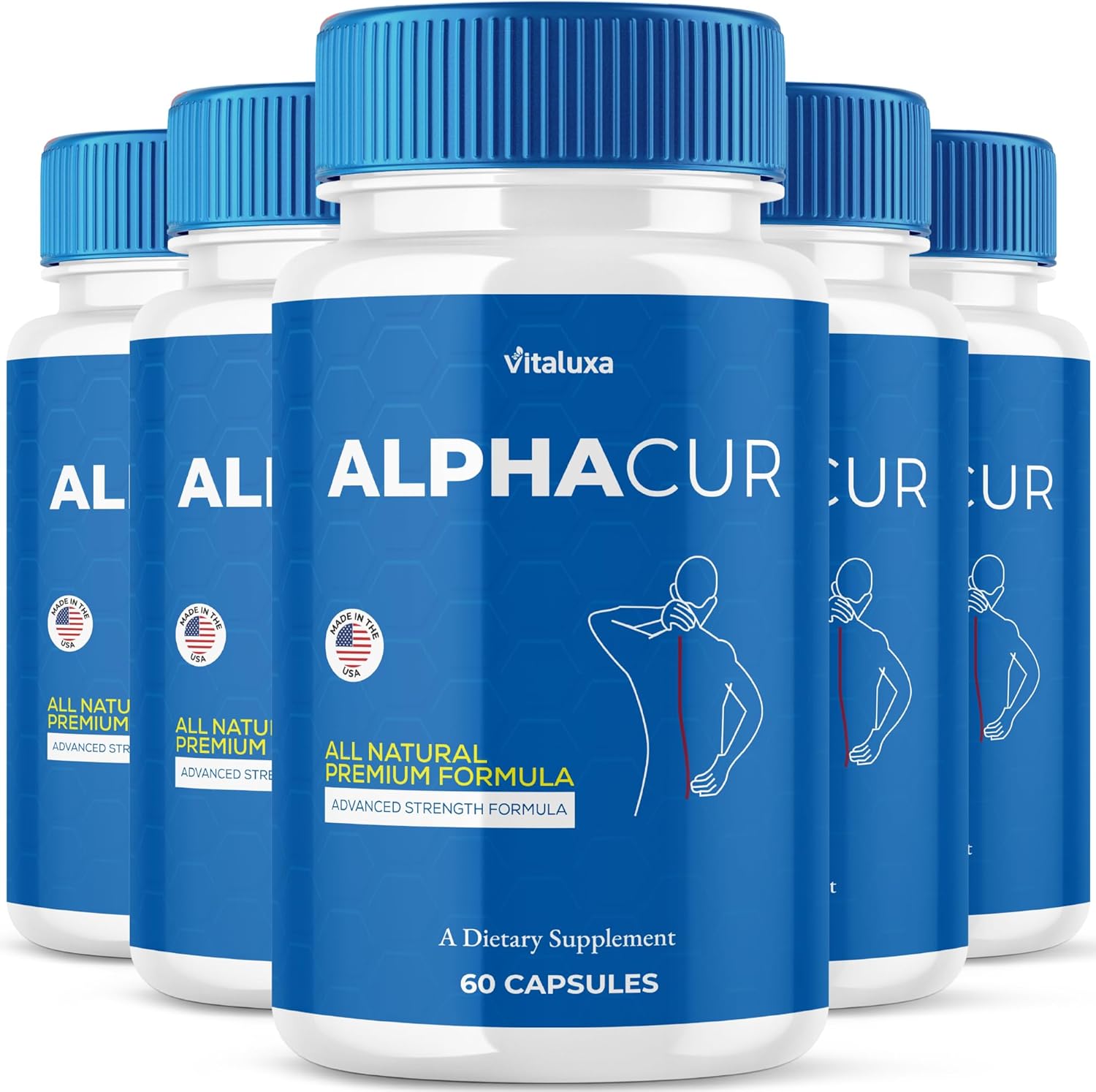(5 Pack) Alphacur for Neuropathy, AlphaCure Nerve Support Capsules Premium Health Blend All Natural Support Relief Supplement, Alpha Cur Pills Advanced Vitamin Maximum Strength Renew Formula (300 Ct)