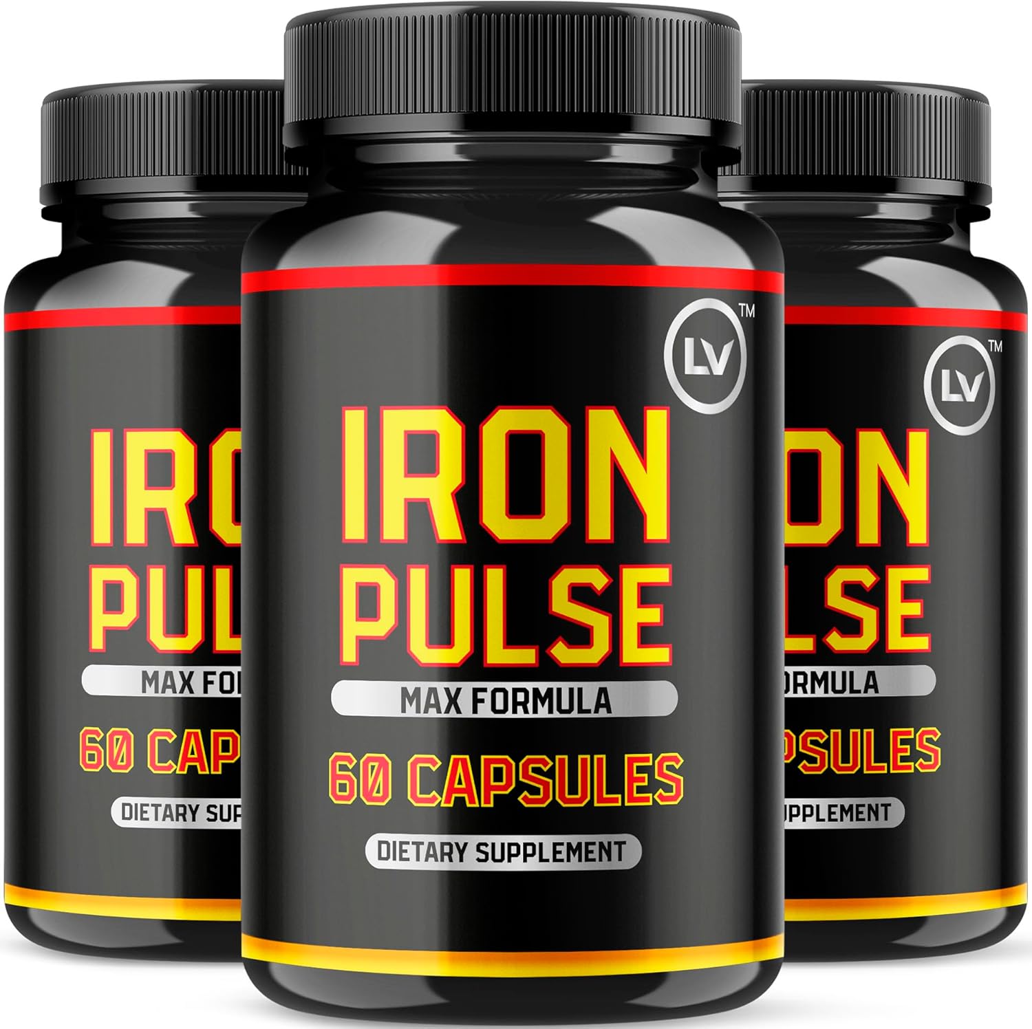 (3 Pack) IronPulse Capsules, Iron Pulse Capsules Max Formula, IronPulse Max Support Capsules, Iron Pulse Pills, IronPulse Pills, Iron Pulse Support Pills, 180 Capsules for 3 Months