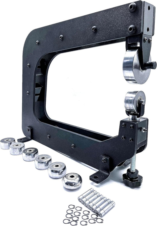 Heavy Duty 15" Throat Depth Mini English Wheel, Vise-mount and Table Mount, 7pcs anvil wheel: 1/2", 1", 1-1/2", 2-1/2", 5", 9", Flat, Form up to 18 gauge steel and 16 gauge aluminum